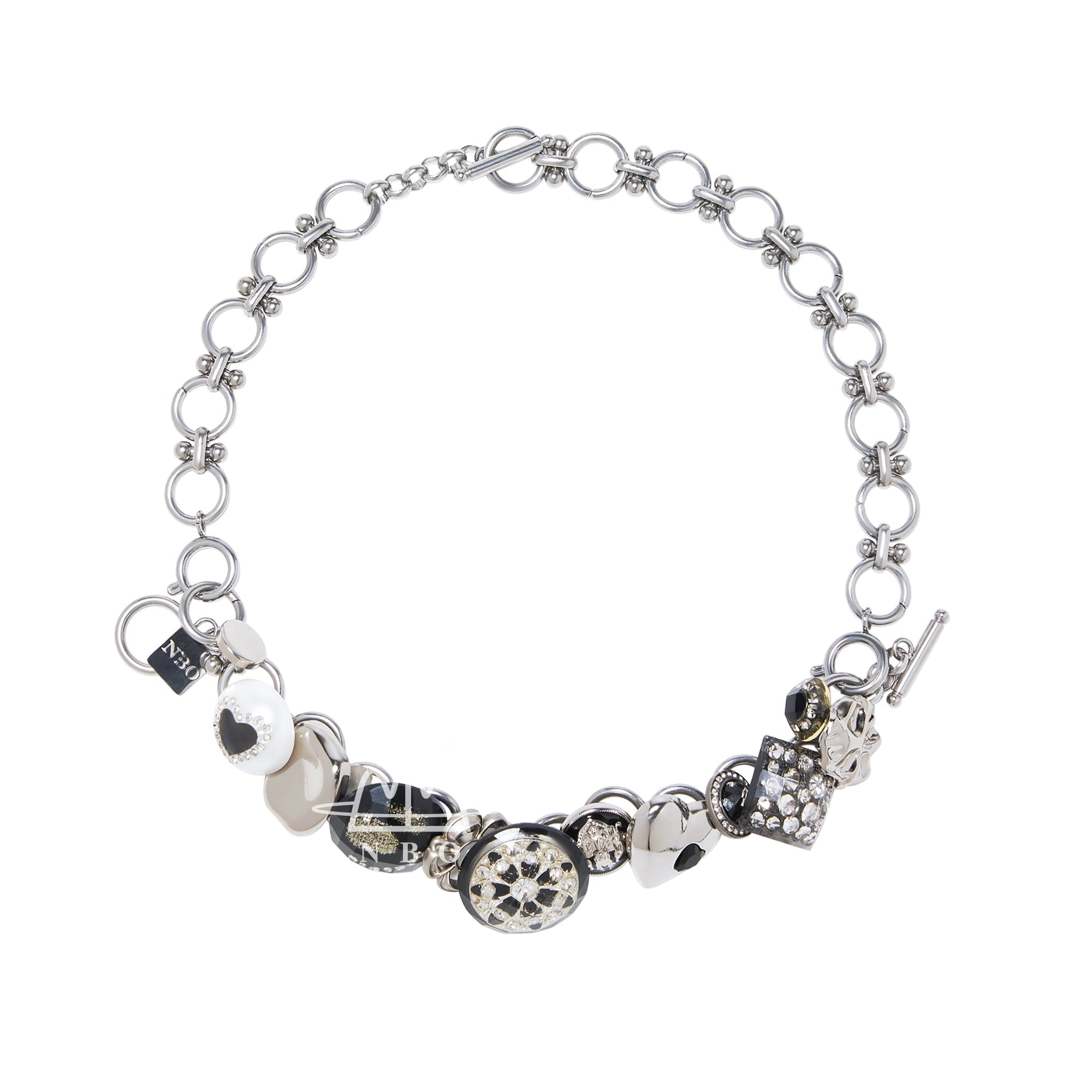 Nbostore Love Heart Diamond Texture Black Necklace