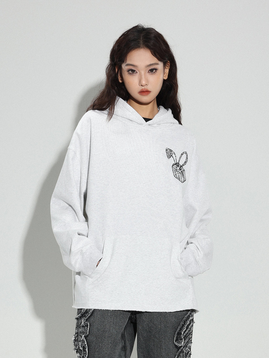 DICETINY Bunny Girl Lace Logo Hoodie