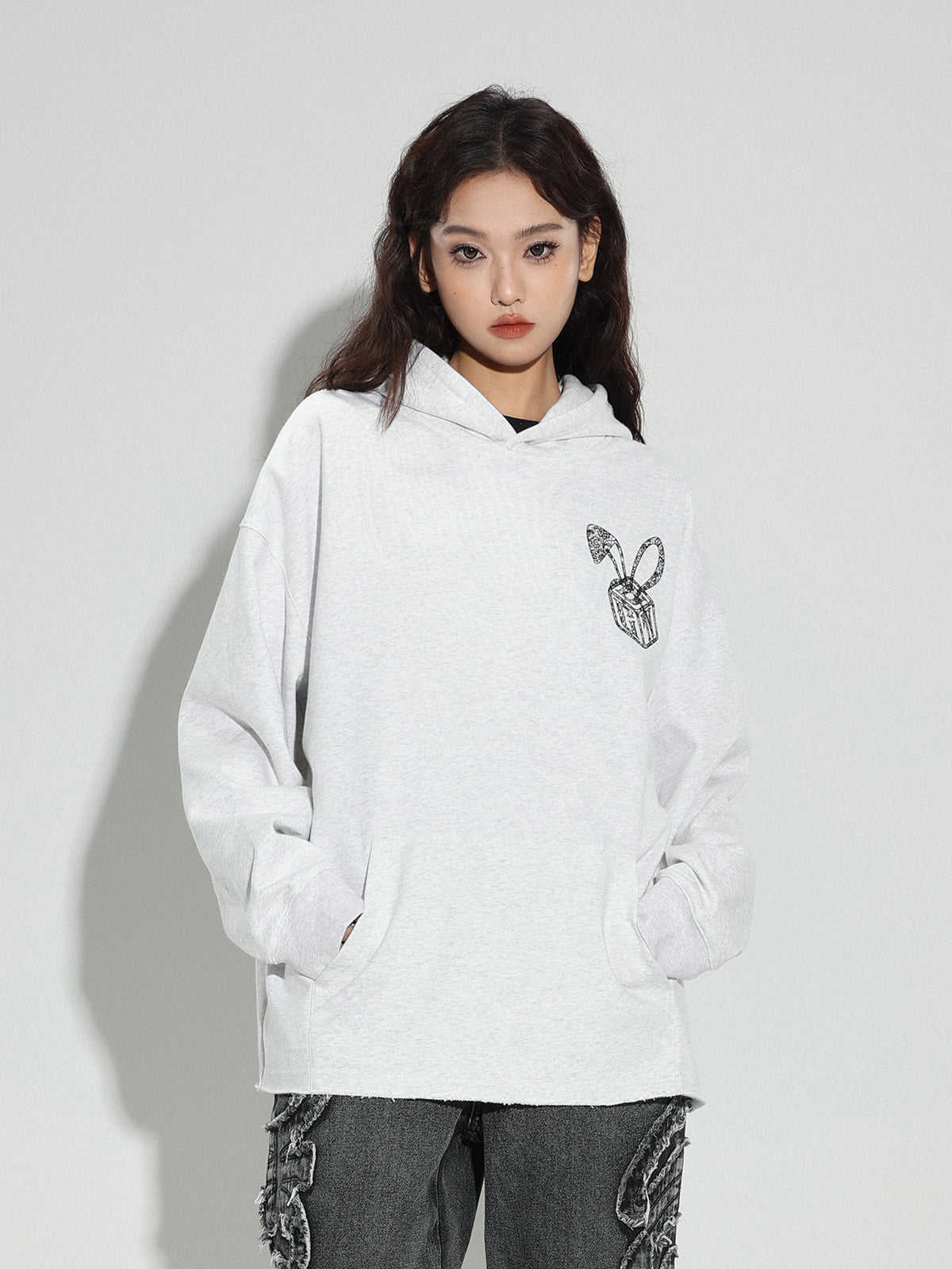 DICETINY Bunny Girl Lace Logo Hoodie