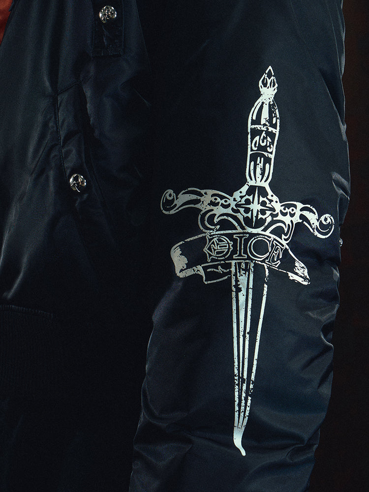 DICETINY Metal Logo Studs MA-1 Bomber Jacket