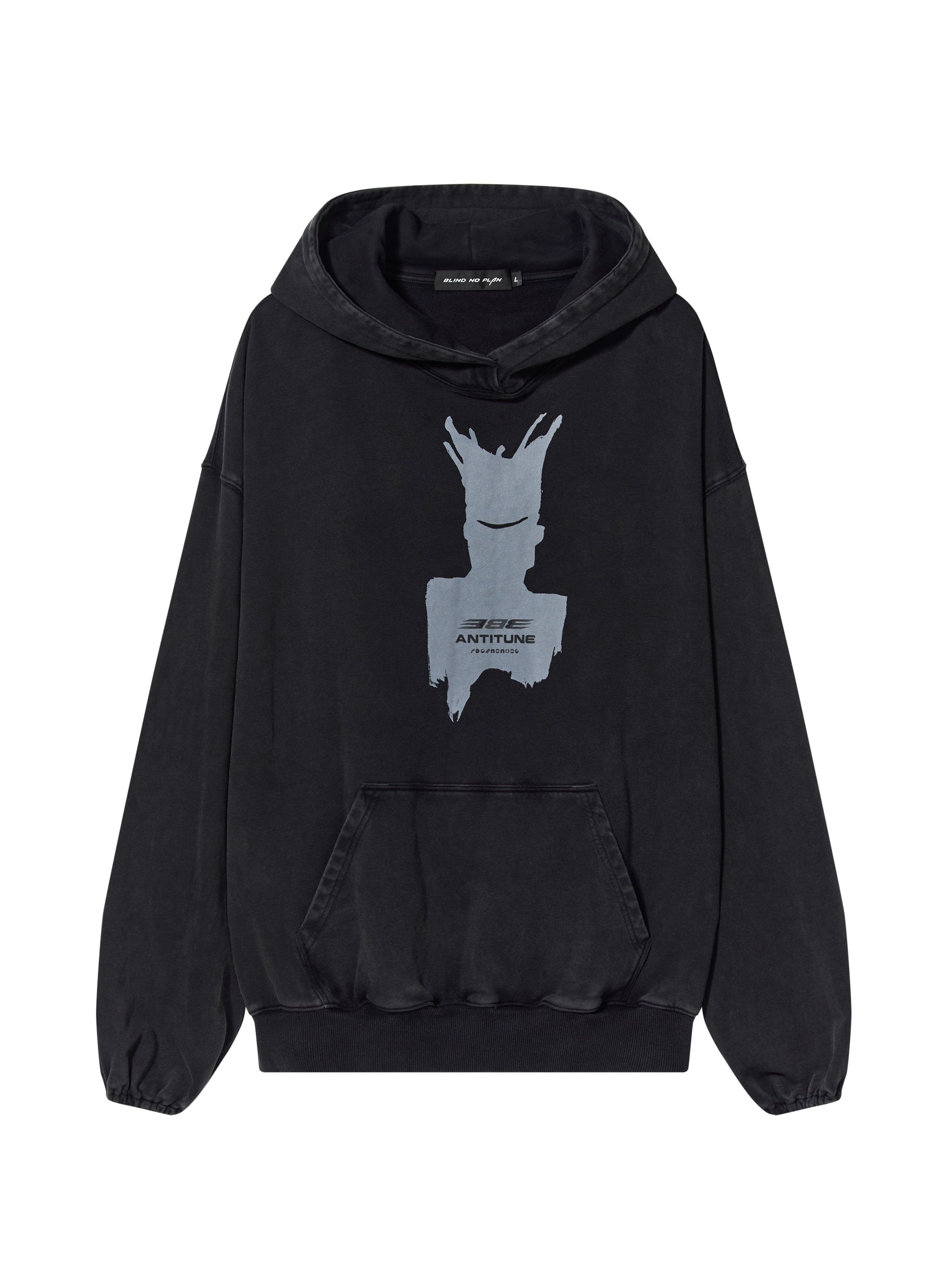 BLIND NO PLAN Patterned Printed Washed Hoodie