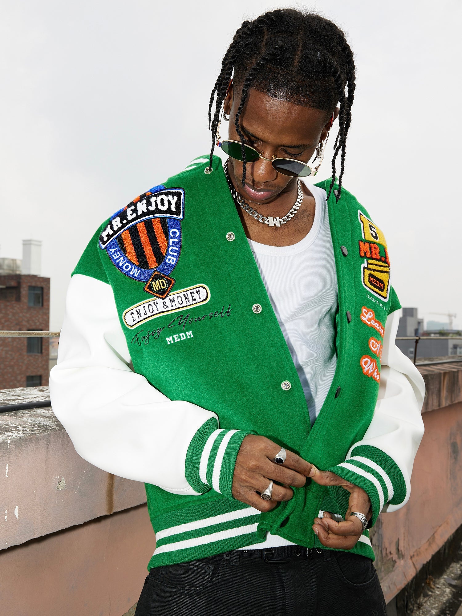 MEDM Patchwork Embroidered Baseball Jacket