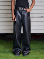 AFGK Punk Embroidery Leather Pants