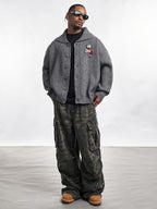 F3F Select Wide Lapel Gray Button Knit Cardigan