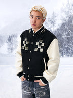 YADcrew Pearl Checkerboard Varsity Jacket