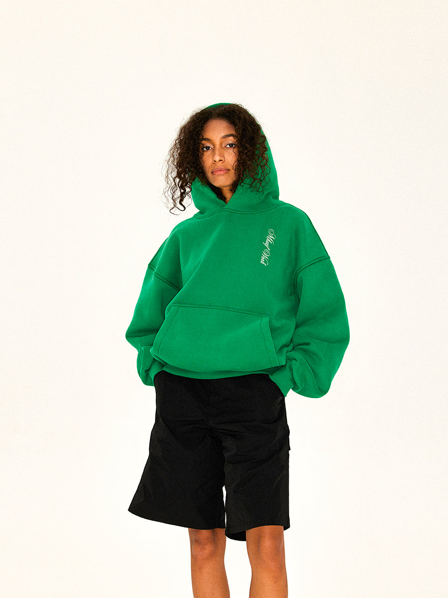 MHARF Green Logo & Glass Cup Flower Pattern Hoodie