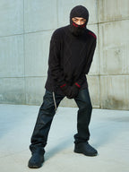 DICETINY Destruction Logo Embroidered Knit Sweater