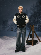 YADcrew Pearl Checkerboard Varsity Jacket