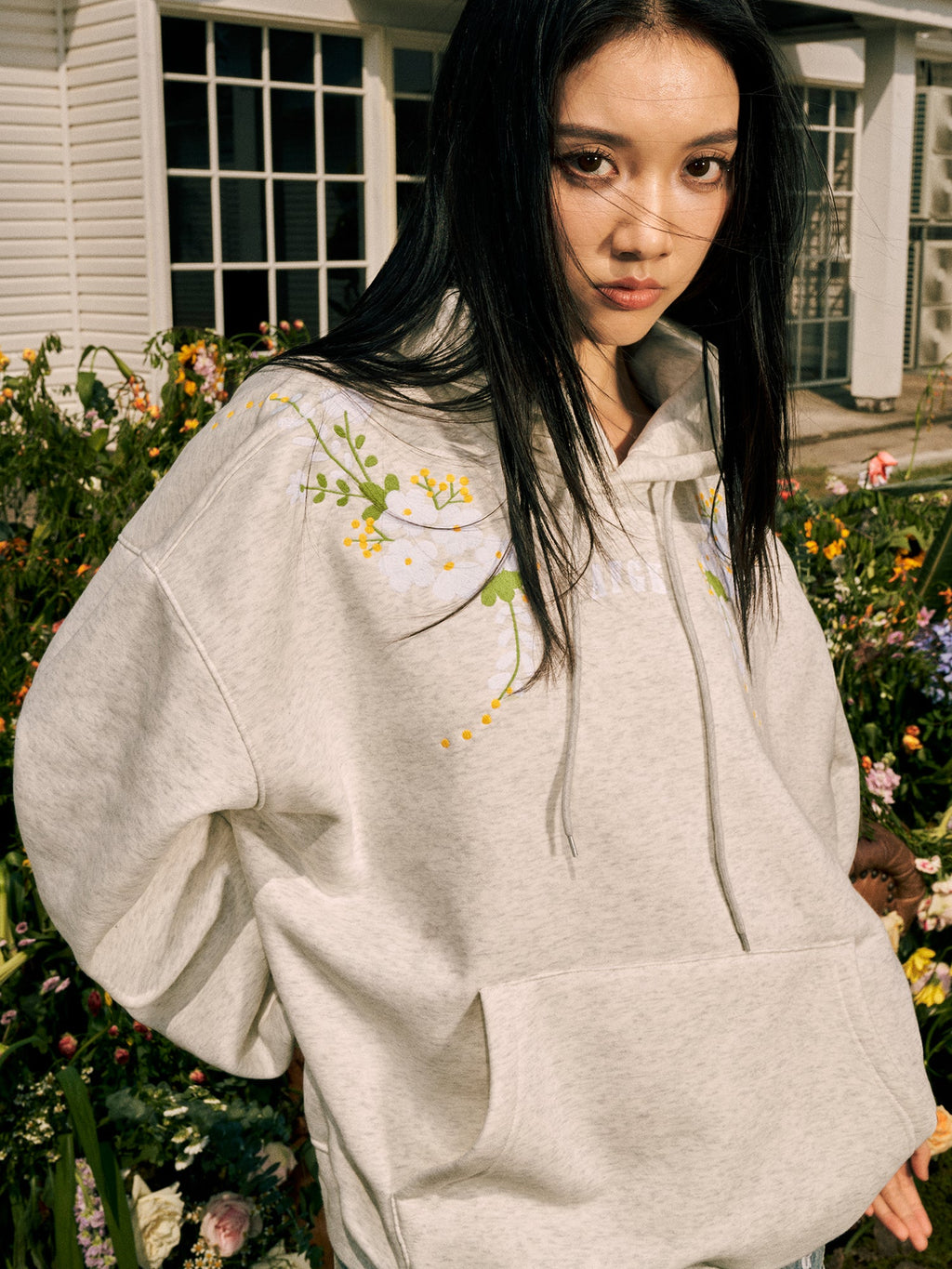 AFGK Daisy 3D Embroidery Printed Hoodie