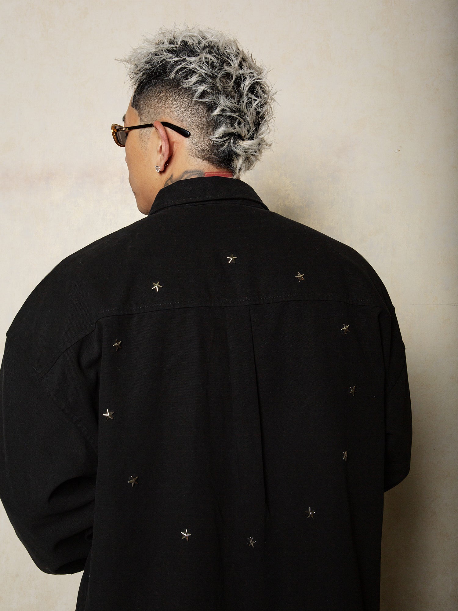 S45 Basic Embroidery Star Studs Long Sleeved Shirt