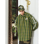 YADcrew Gothic Oval Puzzle Bubble Plaid Shirt