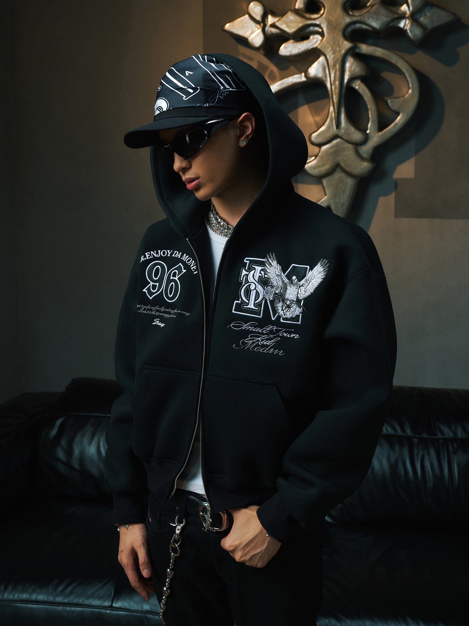 Small Town Kid x MEDM Peace Dove Logo Zip Up Hoodie