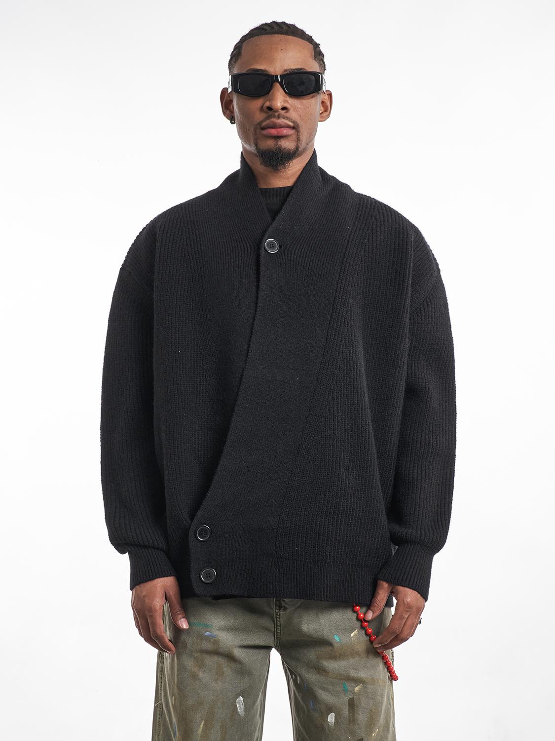 F3F Select Irregular Slant Button Knit Cardigan