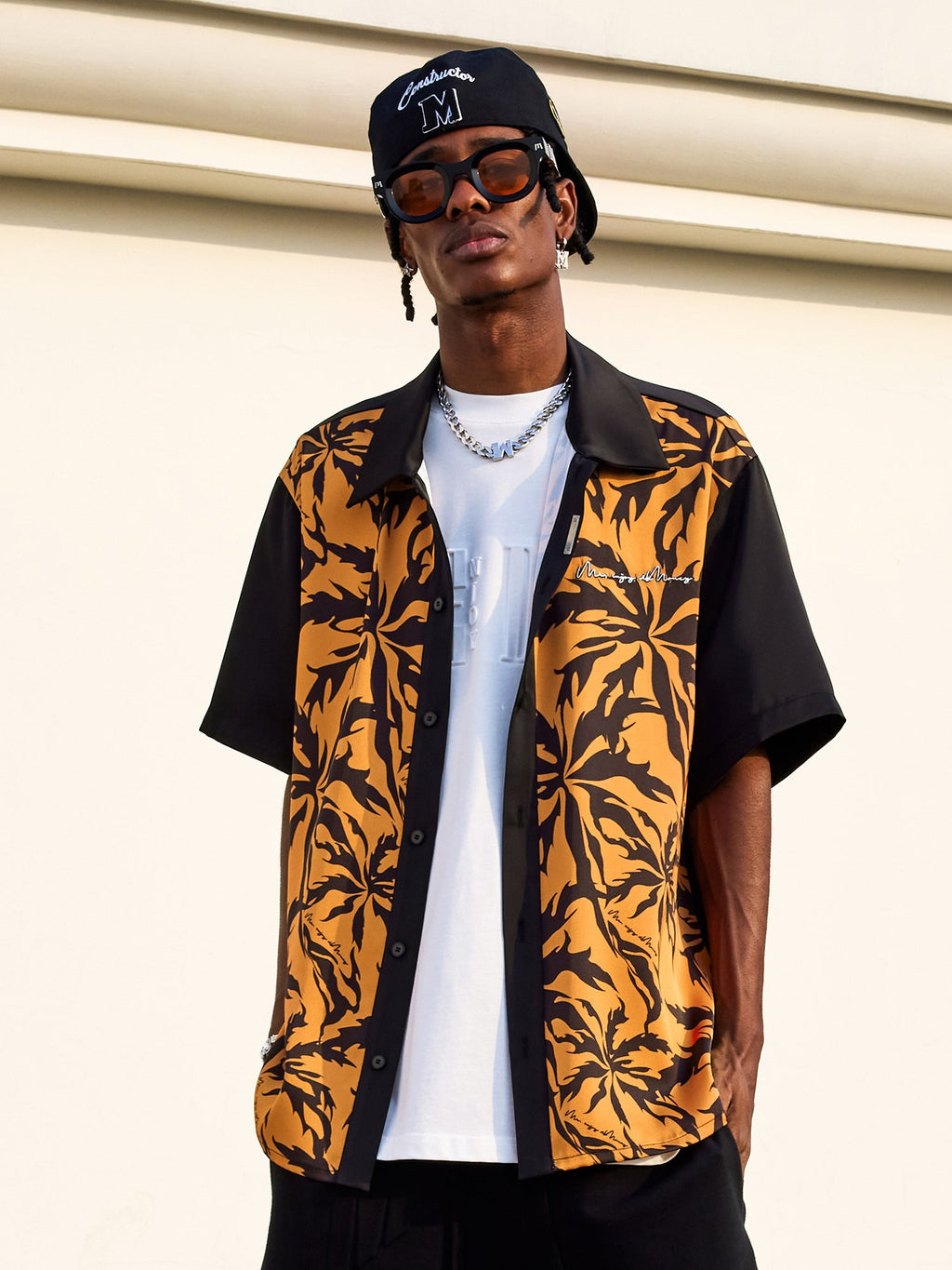 MEDM Tiger Pattern Coconut Tree Short Sleeved Shirt