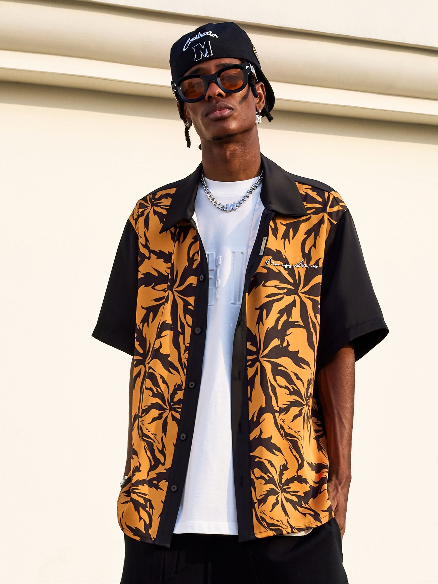 MEDM Tiger Pattern Coconut Tree Short Sleeved Shirt