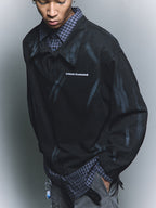 ANTIDOTE Fake Two Piece Plaid Patchwork Long Sleeve Shirt