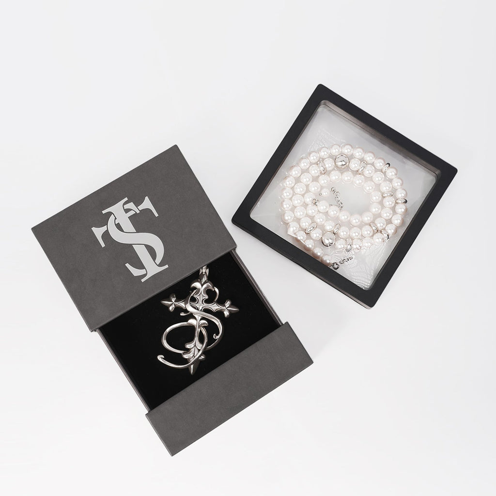Small Town Kid Cross Pendant Pearl Necklace