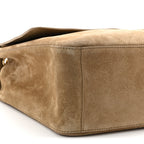 Suede Calfskin Souplissimo Maxi Flap Dark Beige