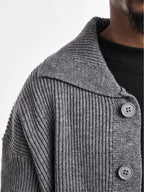 F3F Select Wide Lapel Gray Button Knit Cardigan