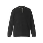 F3F Select White Stitching Henley Neck Knit Sweater