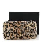 Tweed Mixed Fibers Leopard Print Small Souplissimo Maxi Flap Brown Black White