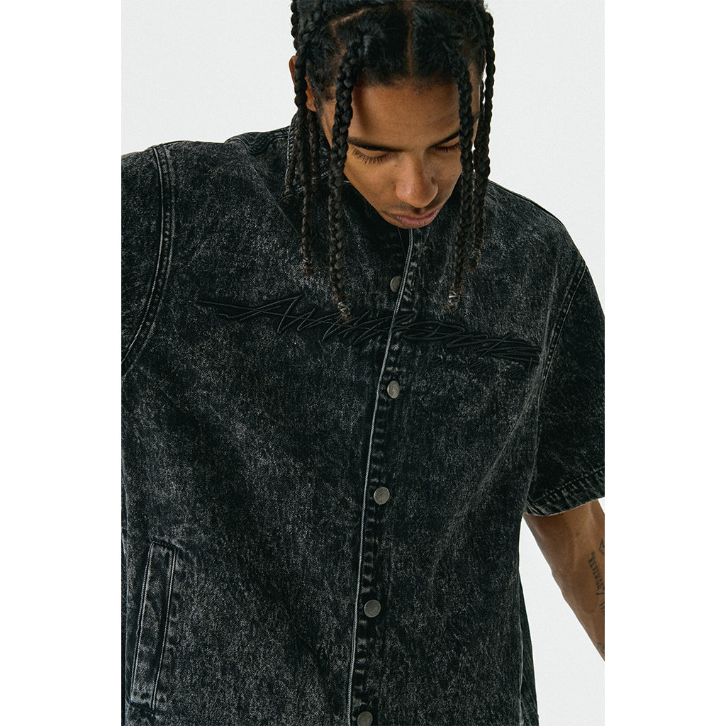 ANTIDOTE Cowboy Embroidered Denim Short Sleeve Shirt