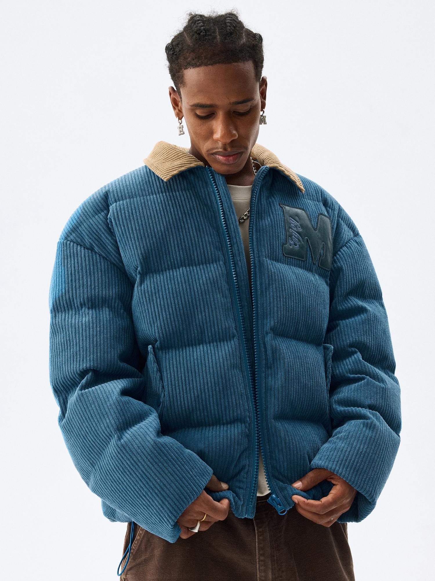 MEDM Corduroy Lapel Color Blocking Down Jacket