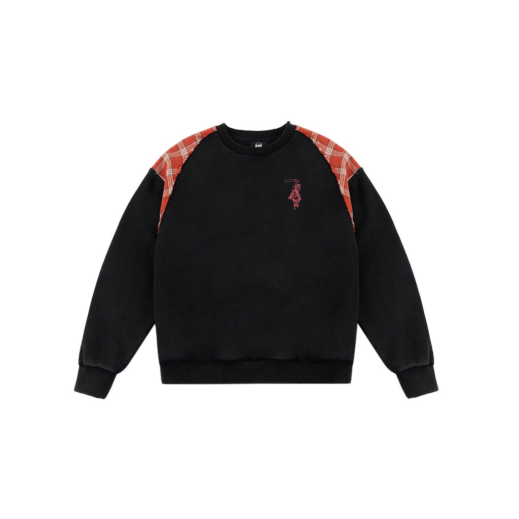 S45 Plaid Destruction Patchwork Sweatshirt
