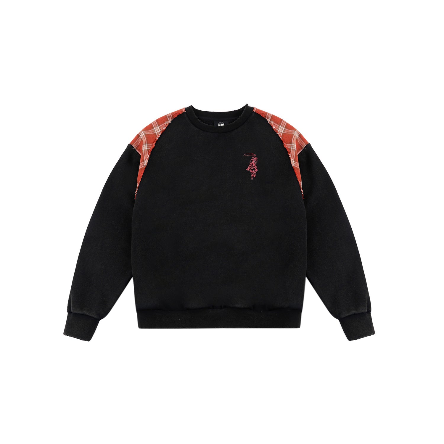 S45 Plaid Destruction Patchwork Sweatshirt