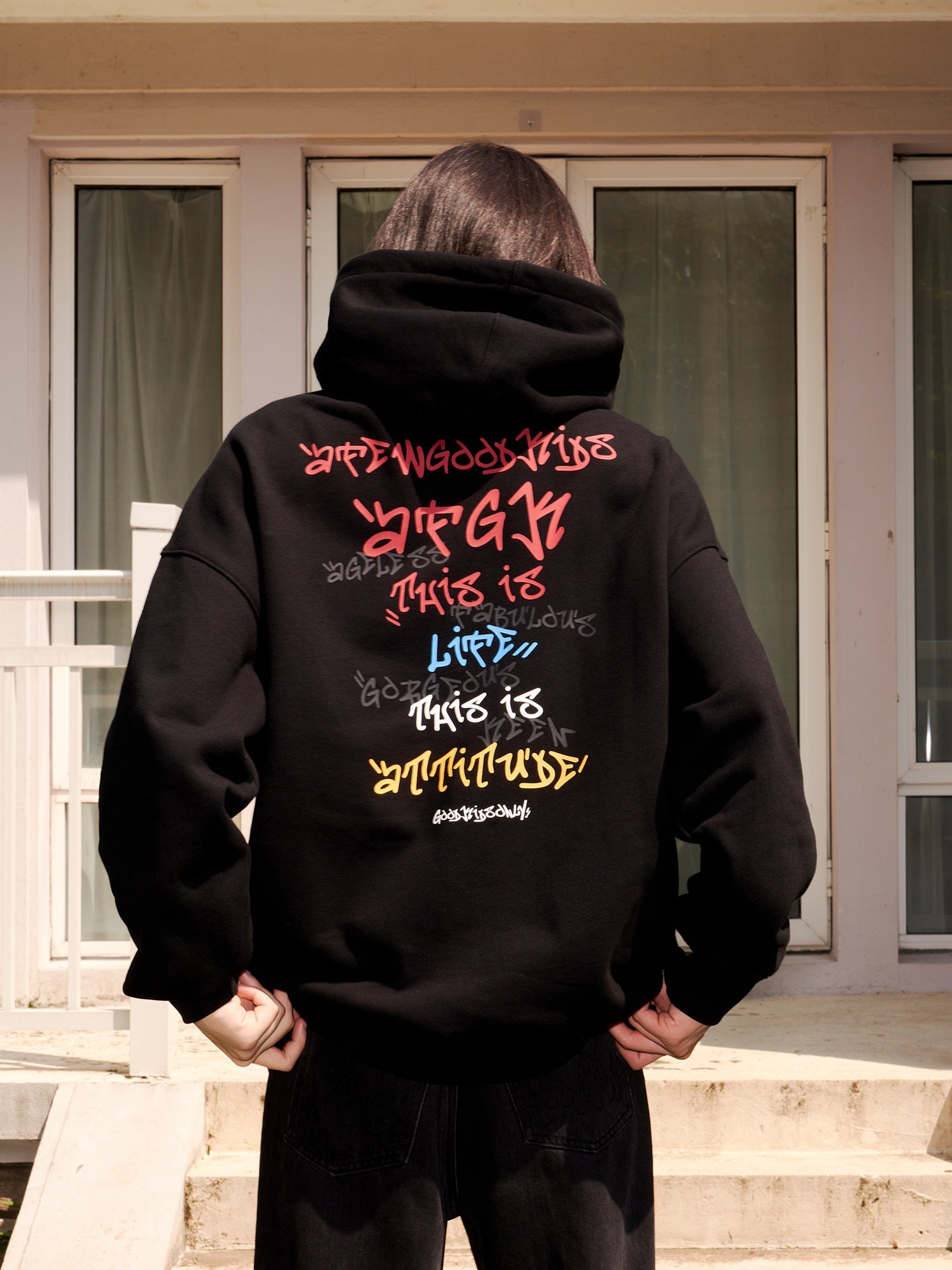 AFGK Graffiti Print Hoodie