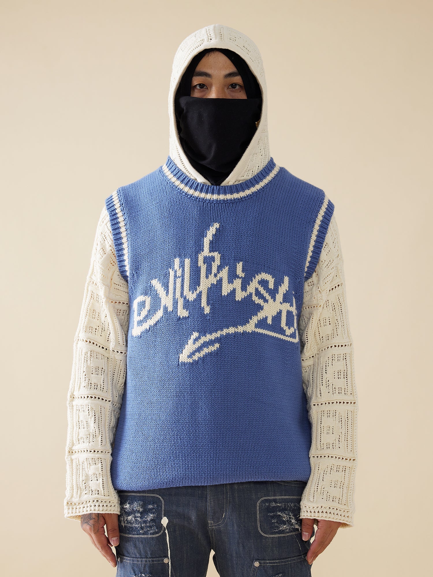 EVILKNIGHT(EK) Jacquard Logo Knit Vest