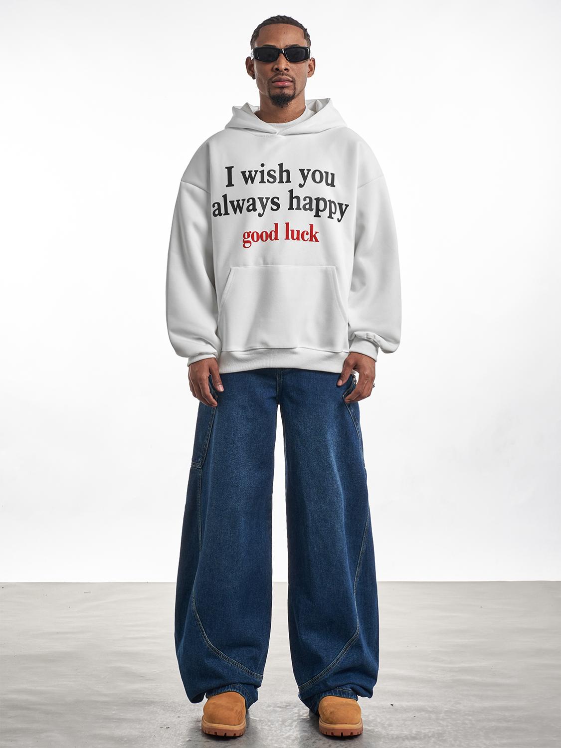 F3F Select Good Luck Printed Letter Hoodie