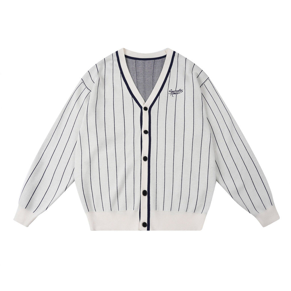 S45 Vertical Stripe Logo Knit Cardigan