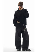JHYQ Short Box Silhouette Letter Printing Long Sleeved Polo