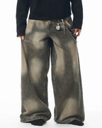 JHYQ Washed Dirty Dyed Gray Baggy Jeans