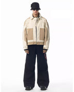 JHYQ Contrast Color Stitching Printed Canvas Work Jacket