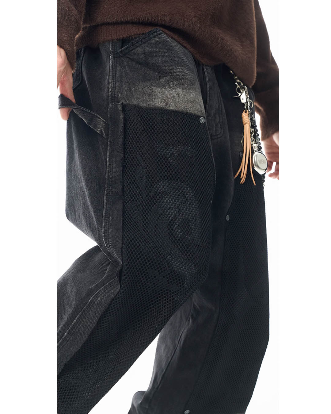 JHYQ Mesh Stitching Double Knee Jeans