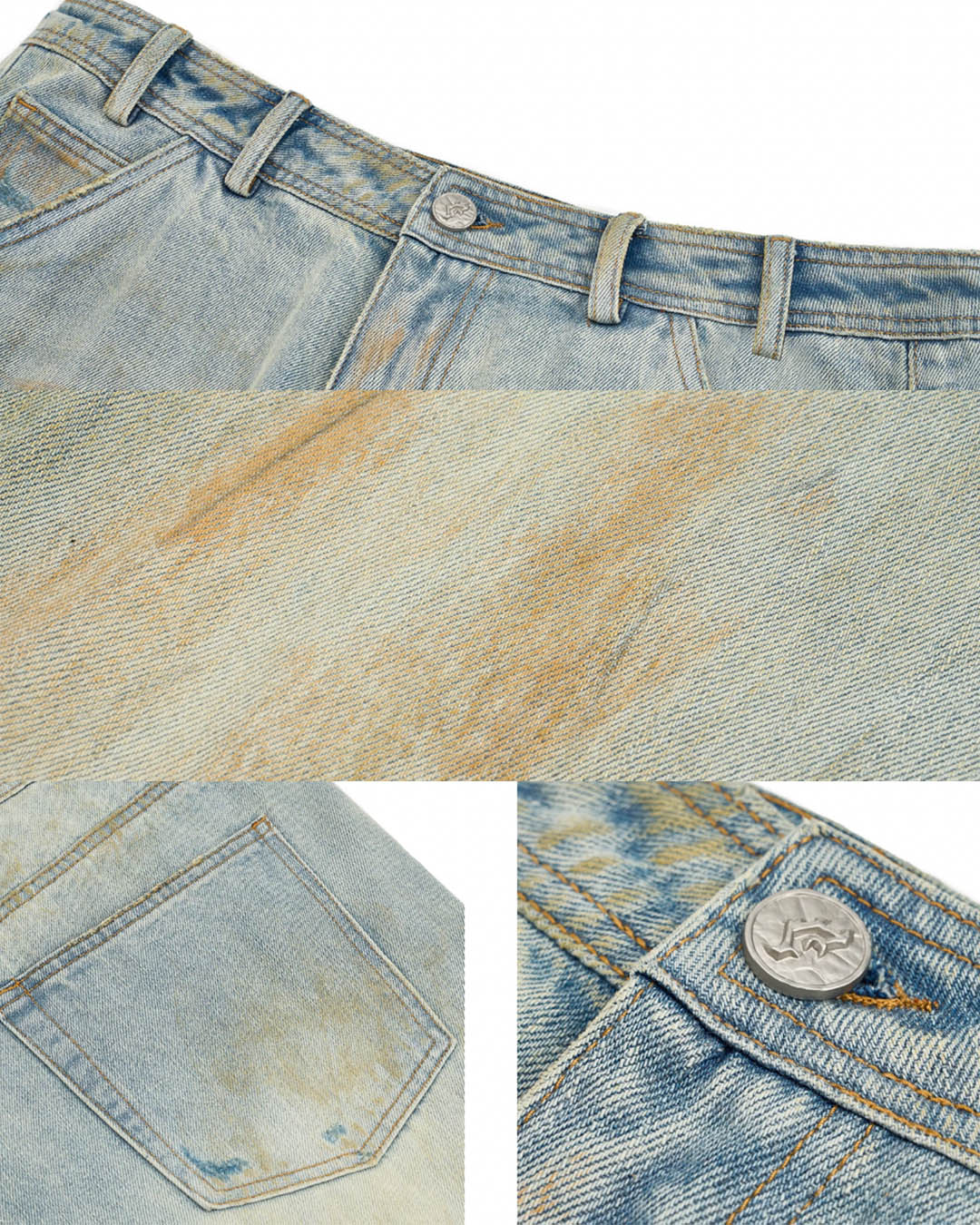 JHYQ Vintage Dirty Dyed Washed Baggy Jeans