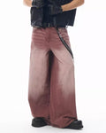 JHYQ Bordeaux Red Wash Baggy Jeans
