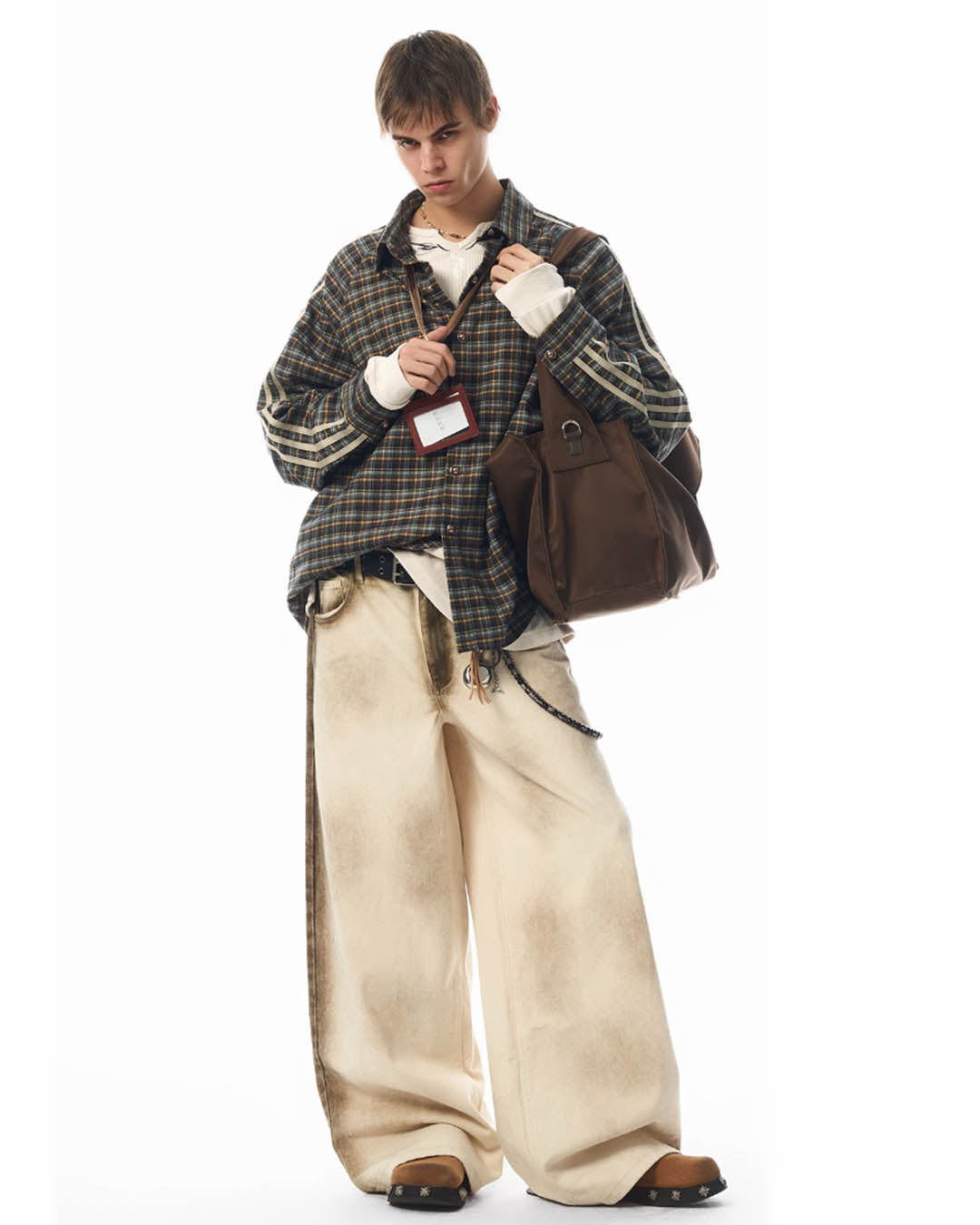 JHYQ Old Dirty Dyed White Baggy Jeans