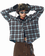 JHYQ Casual Basic Plaid Hooded Long Sleeved Shirt