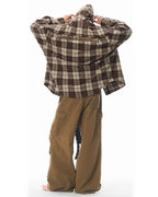 JHYQ Work Plaid Embroidery Hooded Shirt Jacket