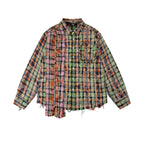 S45 Patchwork Plaid Long Sleeved Shirt