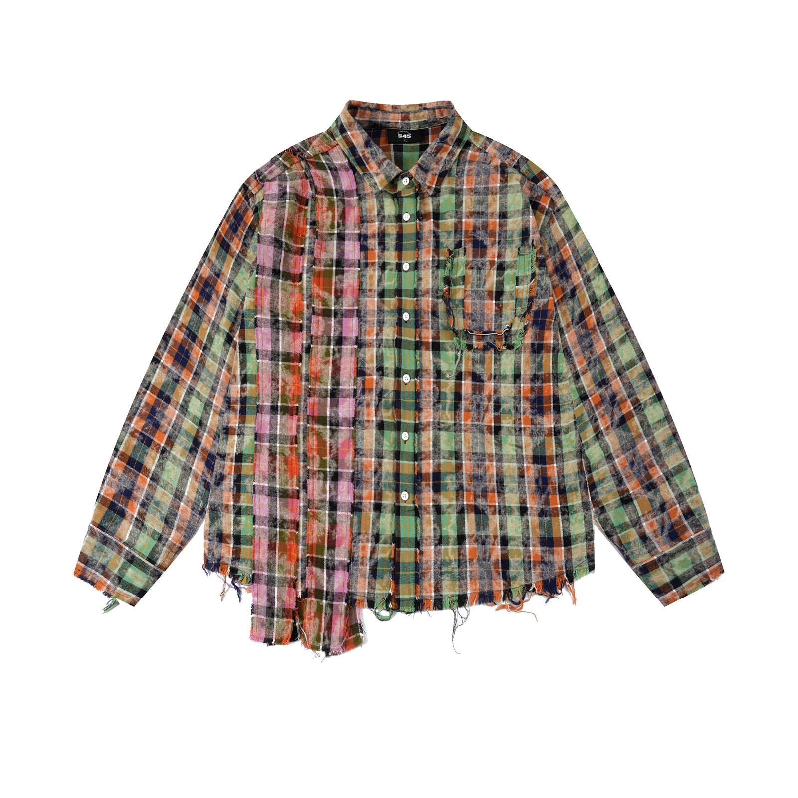 S45 Patchwork Plaid Long Sleeved Shirt