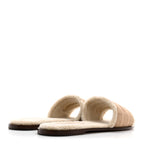 Suede Goatskin Shearling Embroidered Dway Slide Sandals 40.5 Cookie