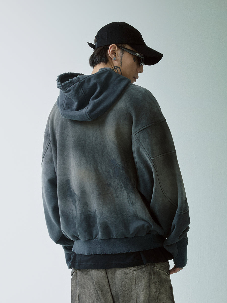 F2CE Handmade Gradient Spray Dye Destruction Hoodie