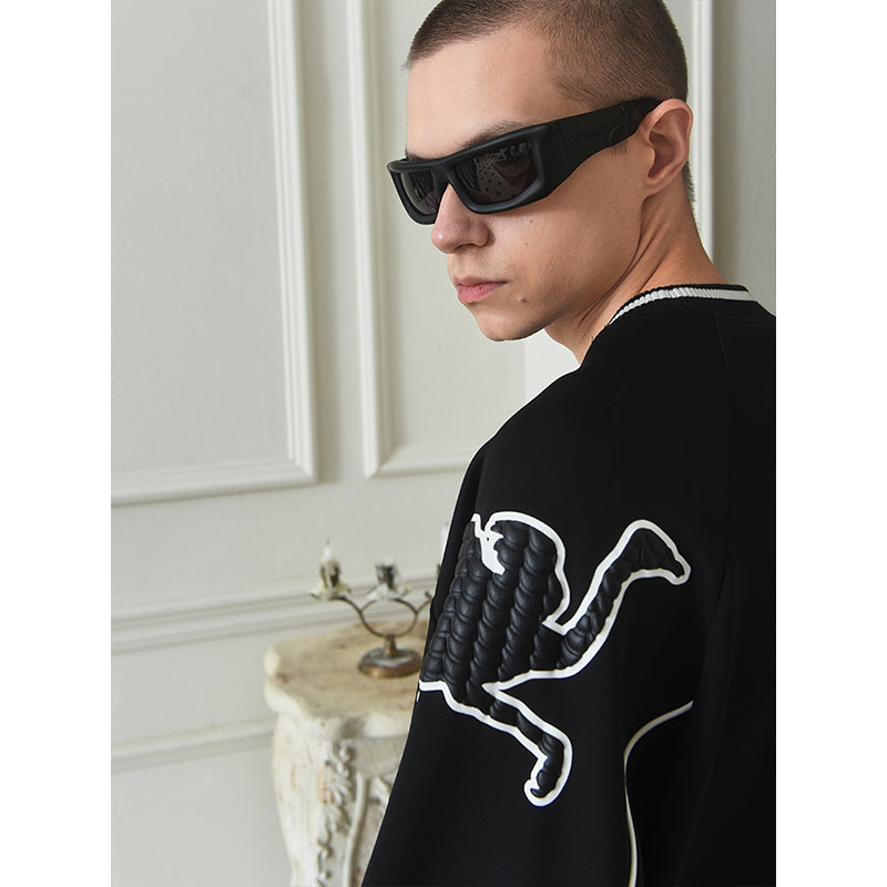 YADcrew Ostrich Foam Printed Sweatshirts