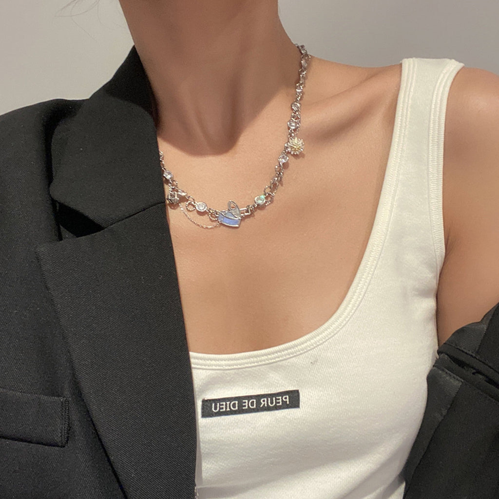 NboStore Zirconia Daisy couple Necklace