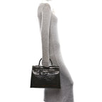 Shiny Porosus Crocodile Kelly Sellier 35 Graphite