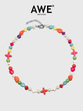 AWE Colorful Beaded Cross Necklace